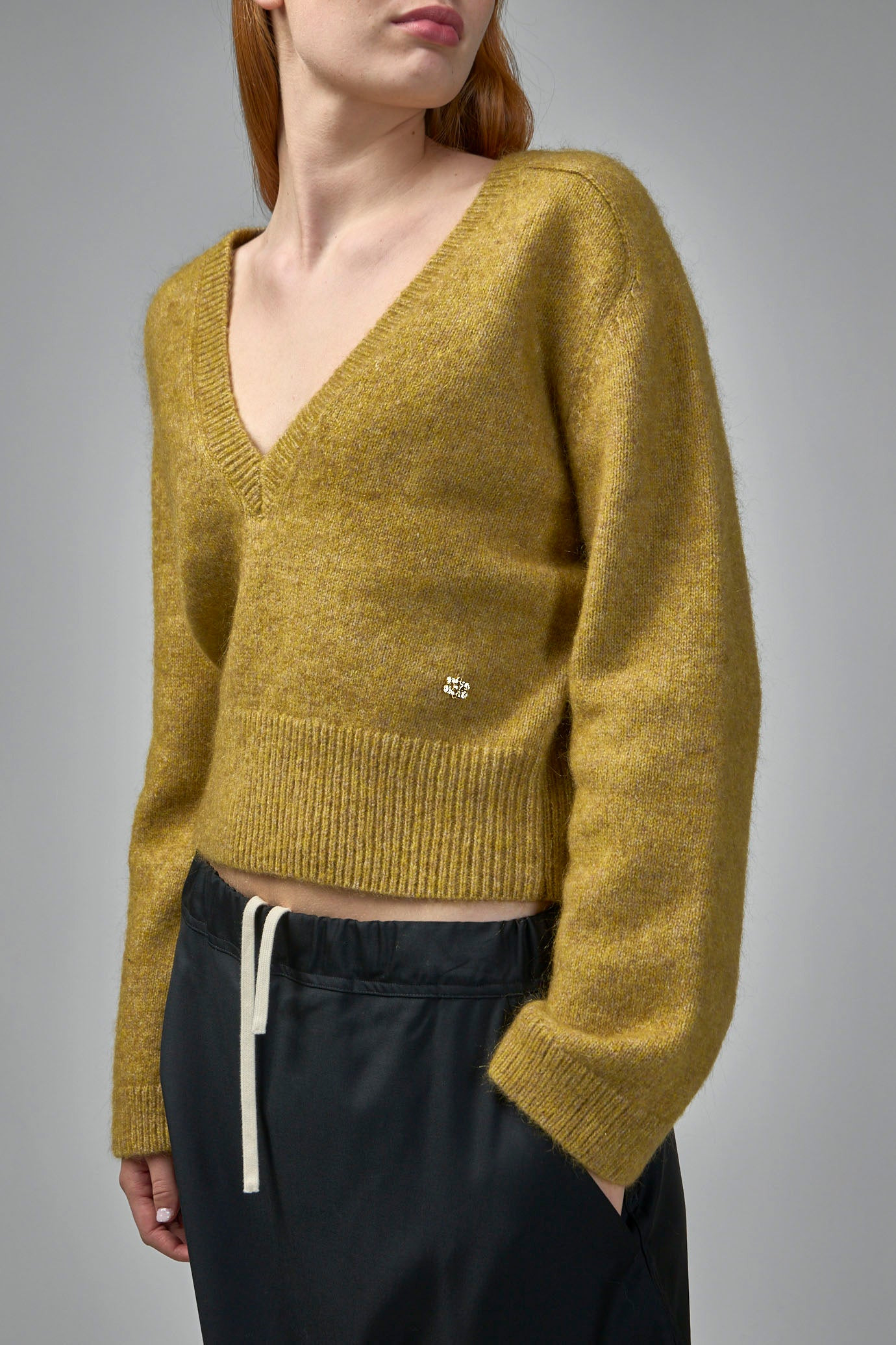 Brushed Mohair Mix Deep V-Neck - 5
