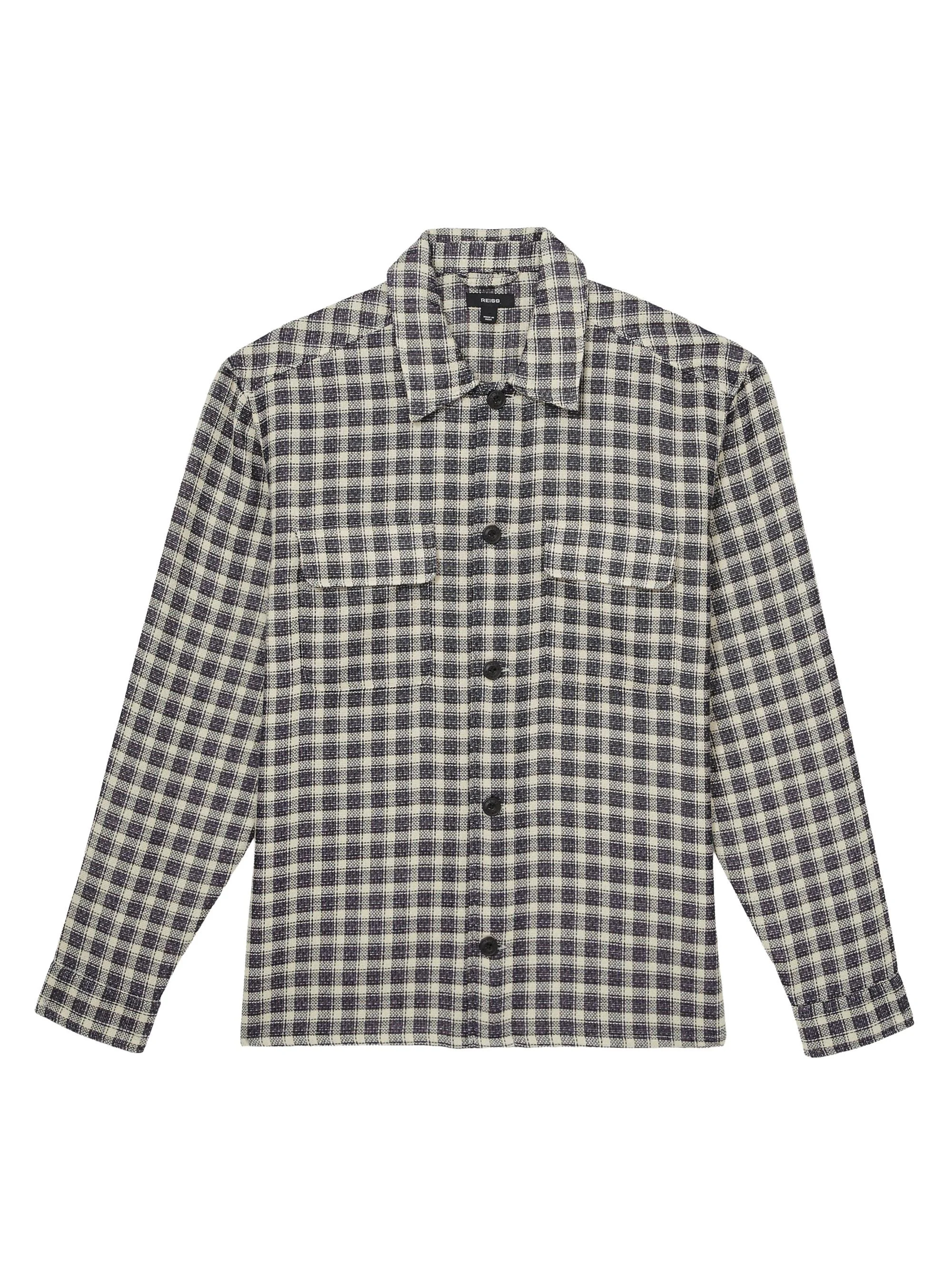Men's Ribona Plaid Overshirt - Navy White - 1
