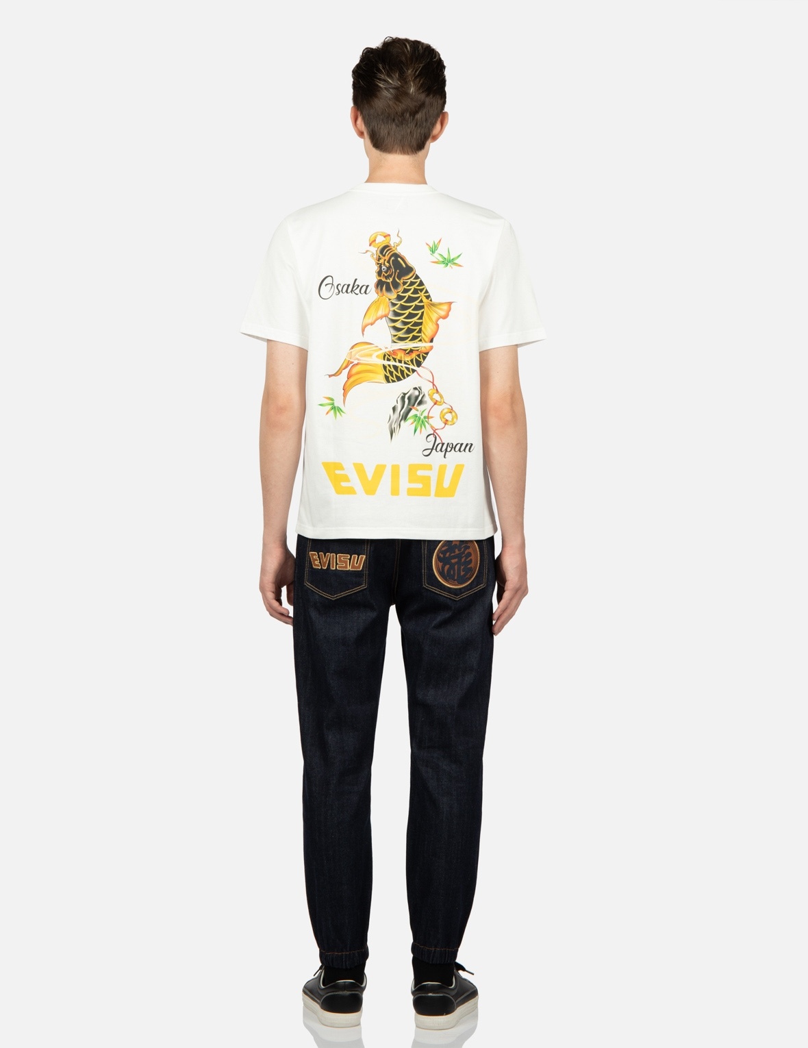 LOGO AND KANJI APPLIQUÉ DENIM JOGGER PANTS - 4