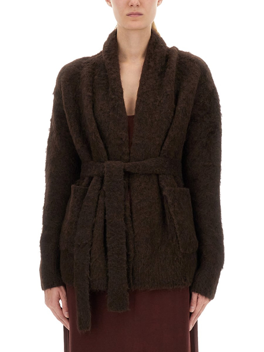 WOOL BLEND CARDIGAN WITH BELT - 1