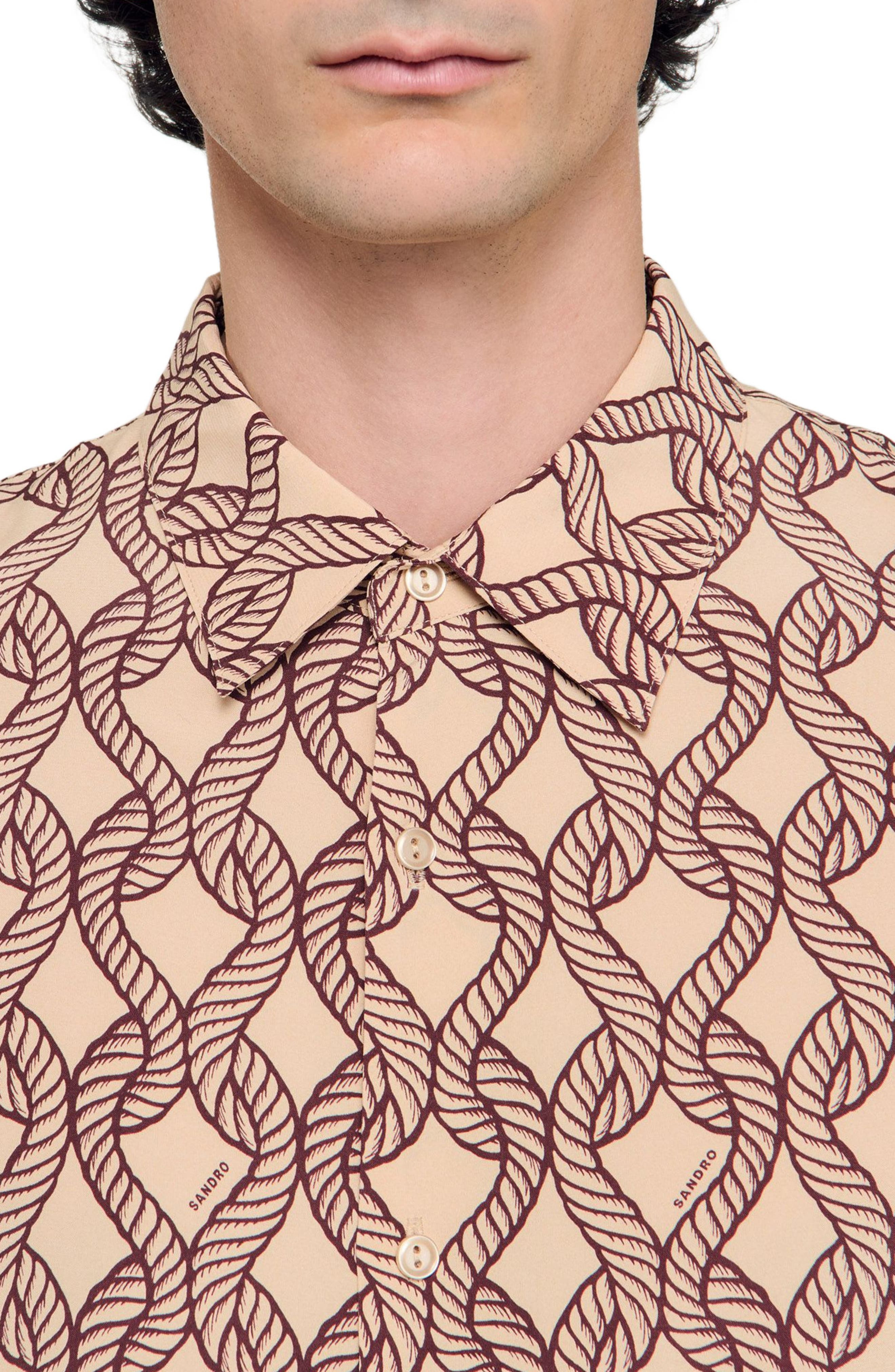 SANDRO Loose-fit rope print shirt in Butter Cream at Nordstrom - 4