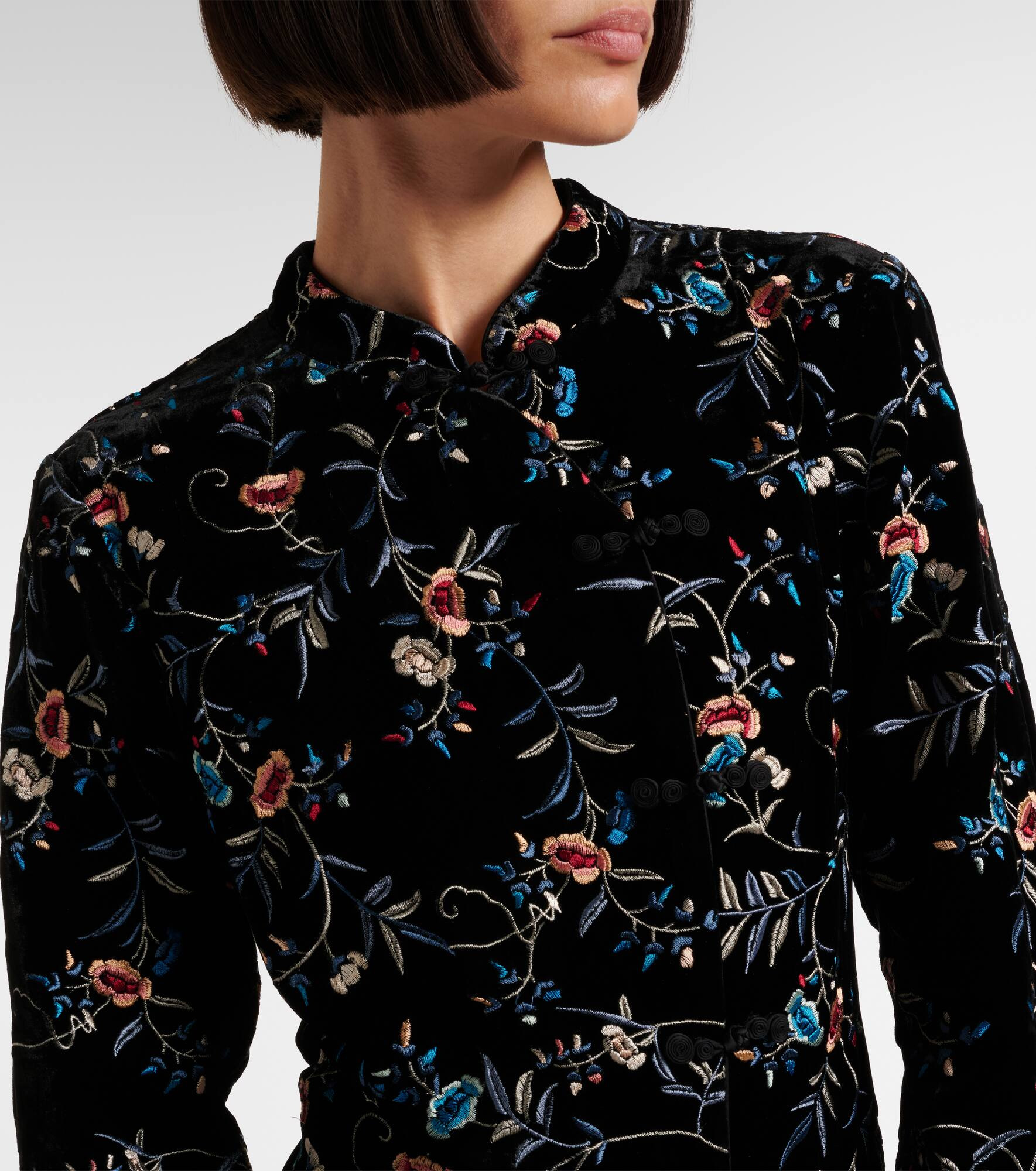 Delphina embroidered velvet minidress - 4