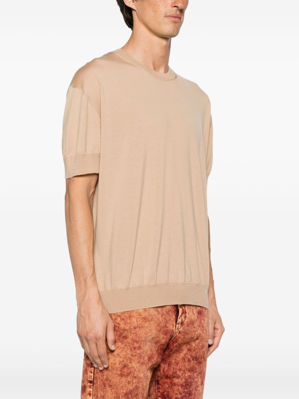 short-sleeve wool jumper - 3