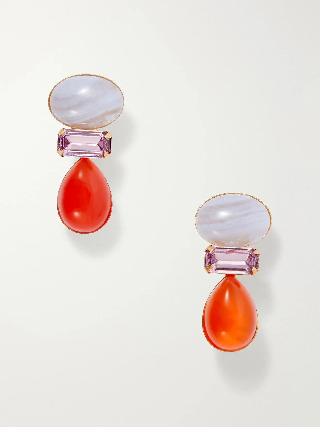Talia Gold-tone Carnelian And Agate-embellished Earrings - 1