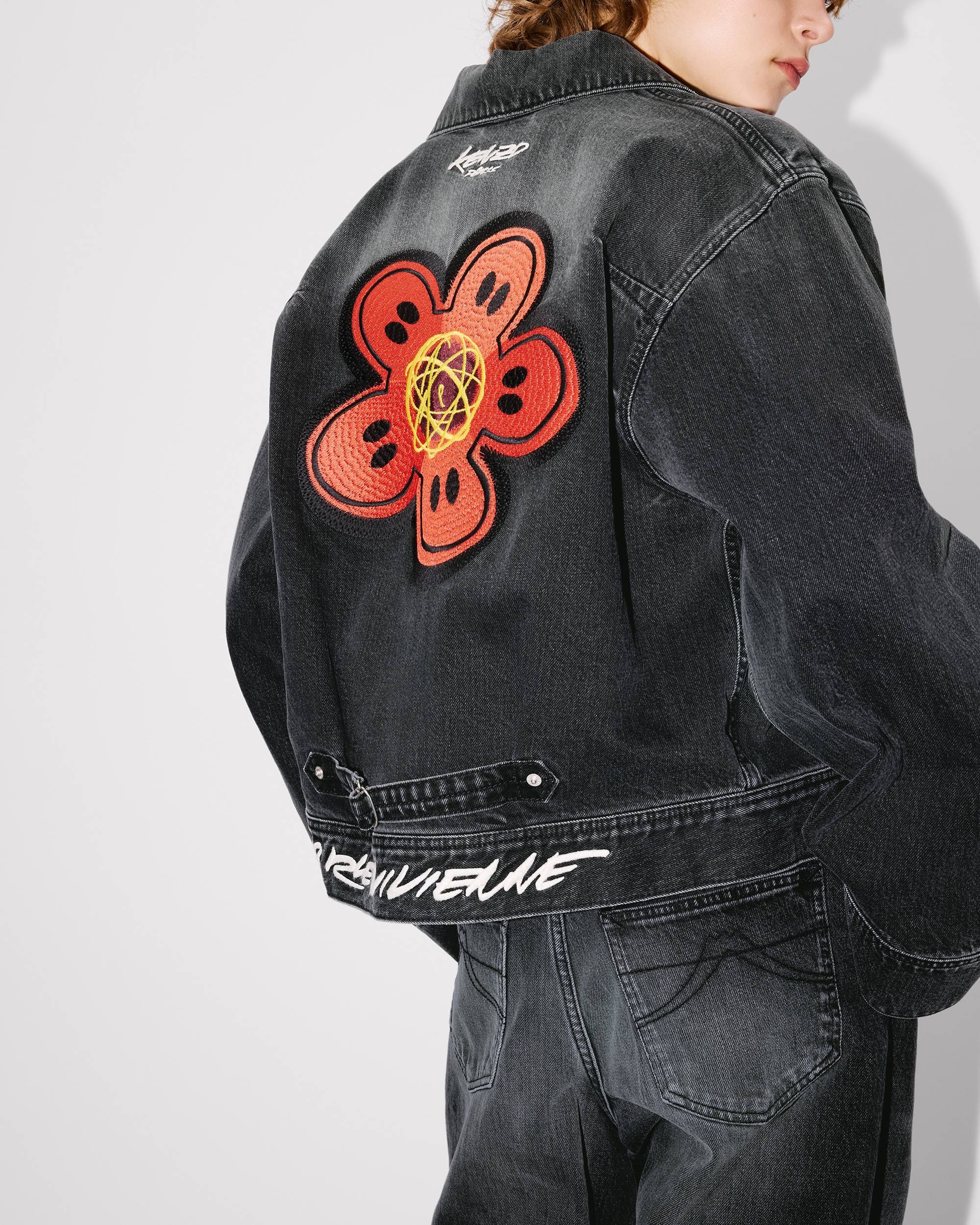 'Kenzo x Futura 2000' embroidered kimono sleeves jacket in japanese denim - 7