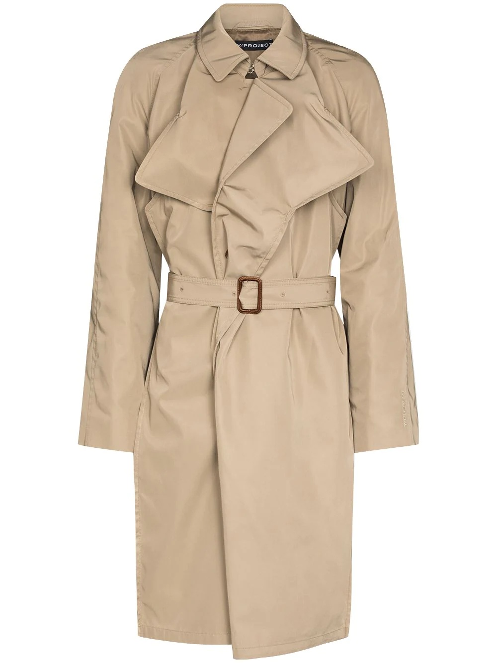 layered belted trench coat - 1