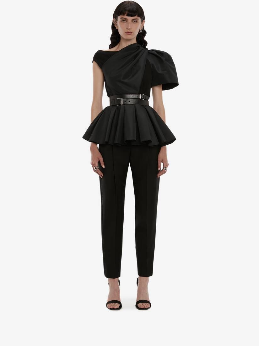 Asymmetric Drape T-shirt in Black - 2