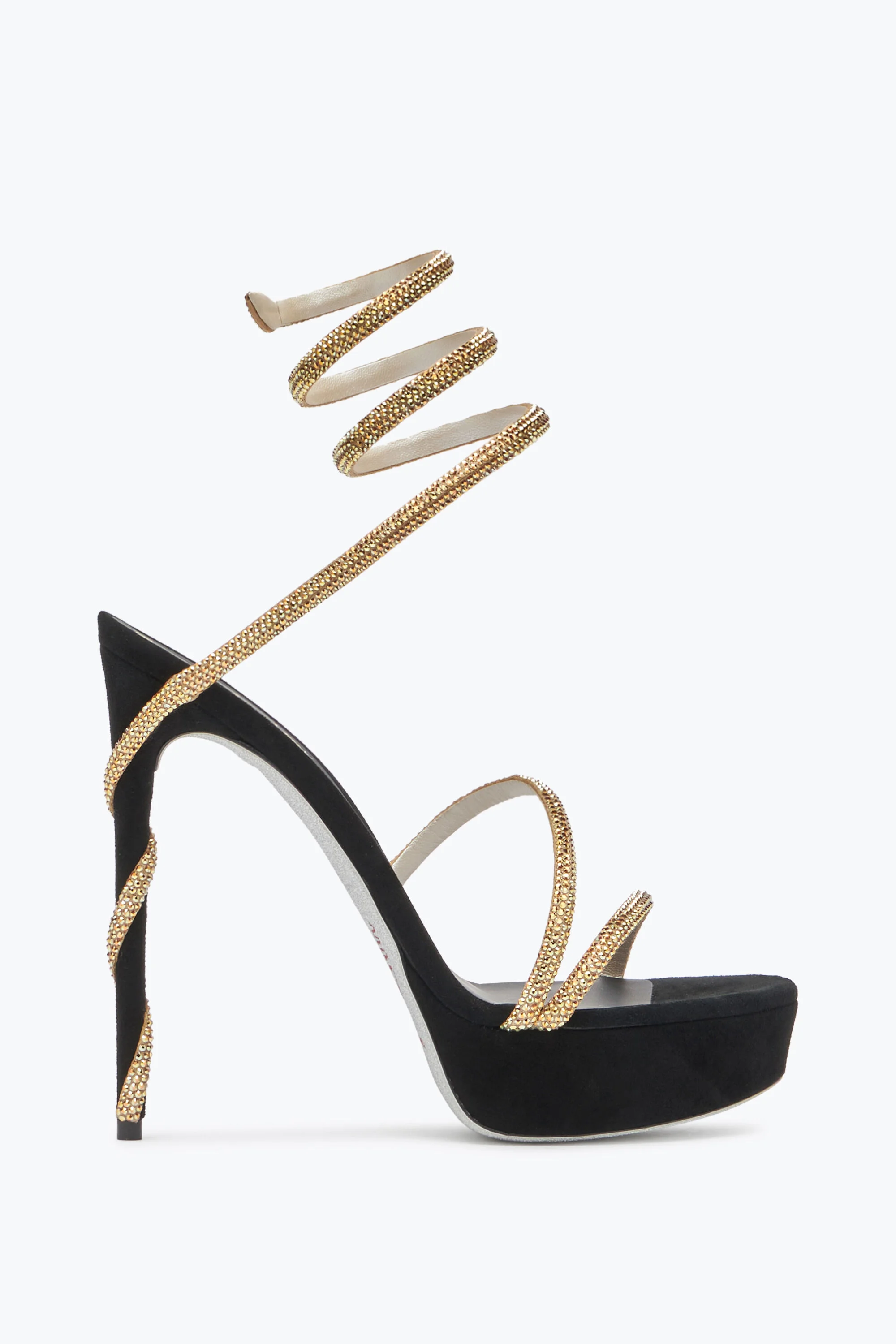 MARGOT CRYSTAL BLACK-GOLD PLATFORM SANDAL 130 - 1