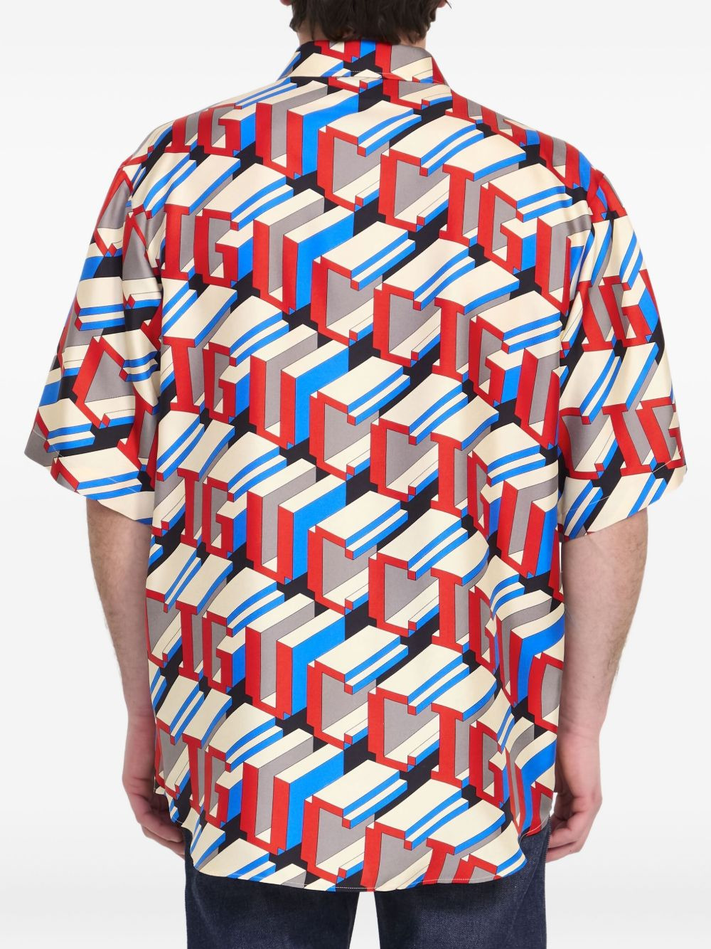 logo-print silk shirt - 4