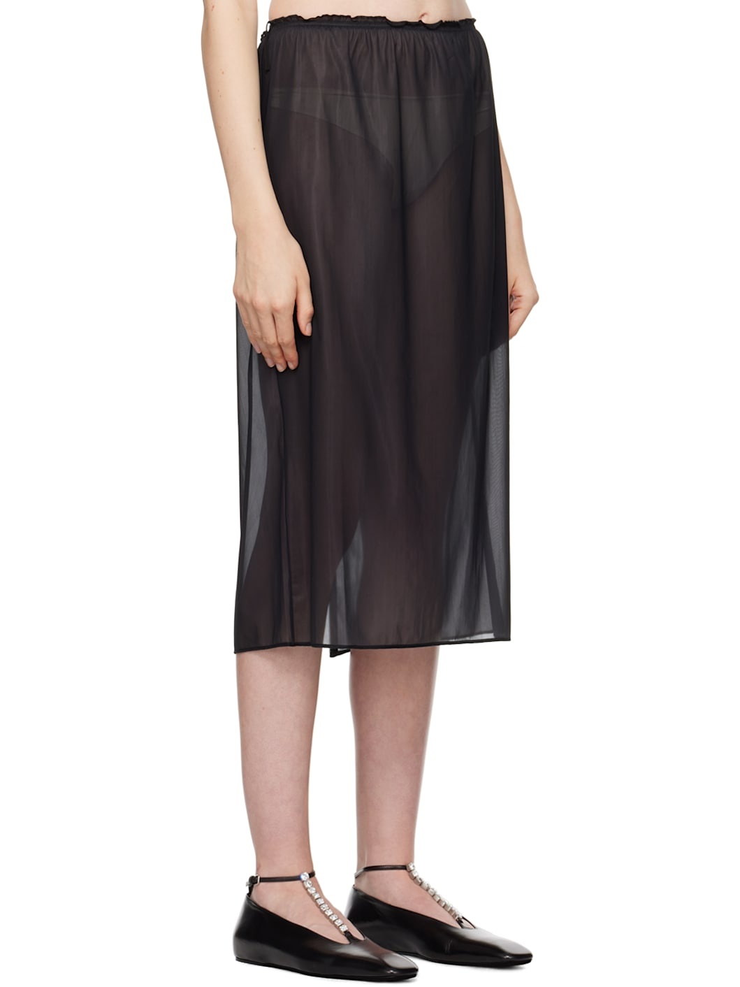 Black Sheer Midi Skirt - 2