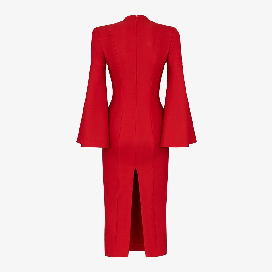 Red silk and wool dress - 2