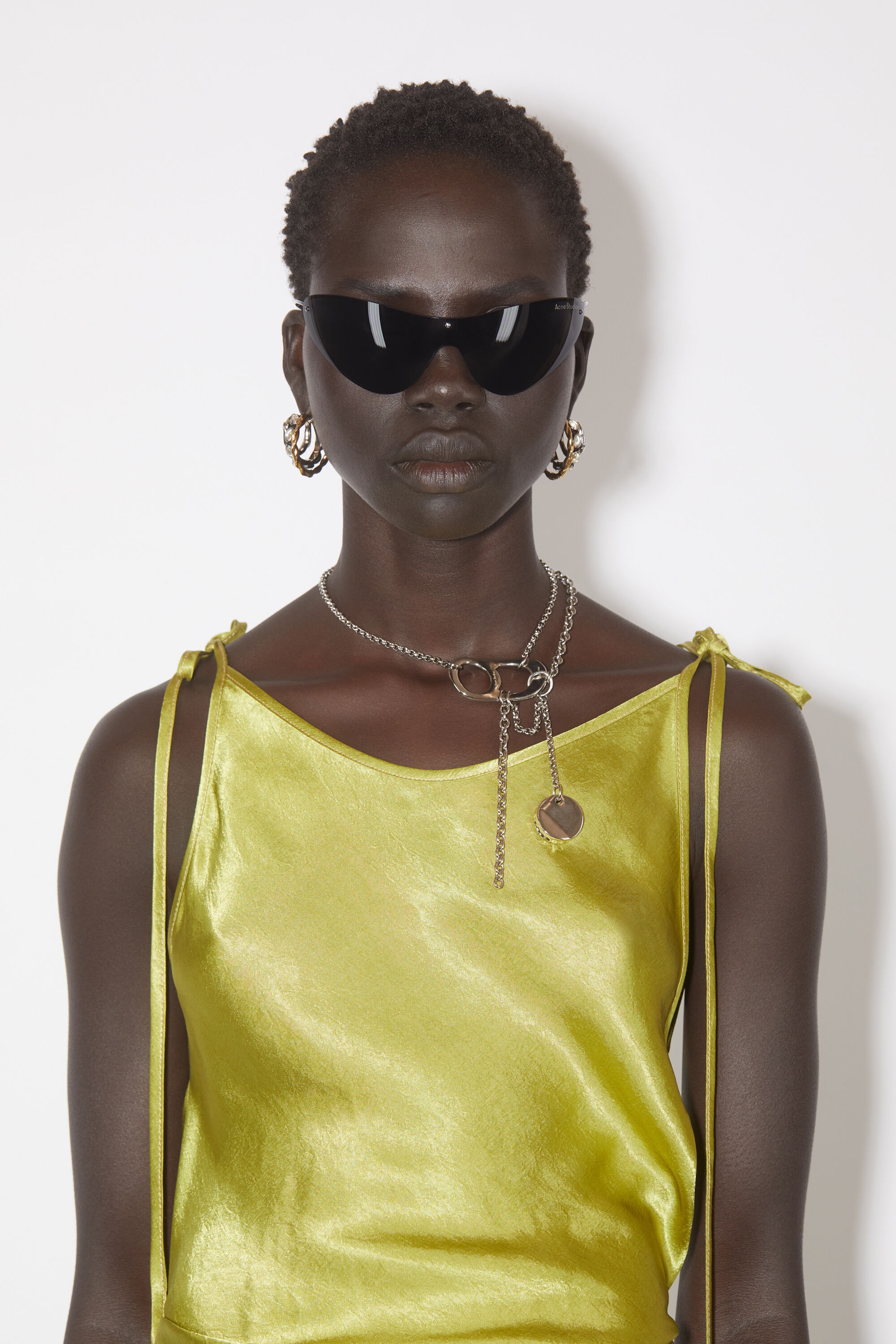 Satin bias cut dress - Light olive - 6