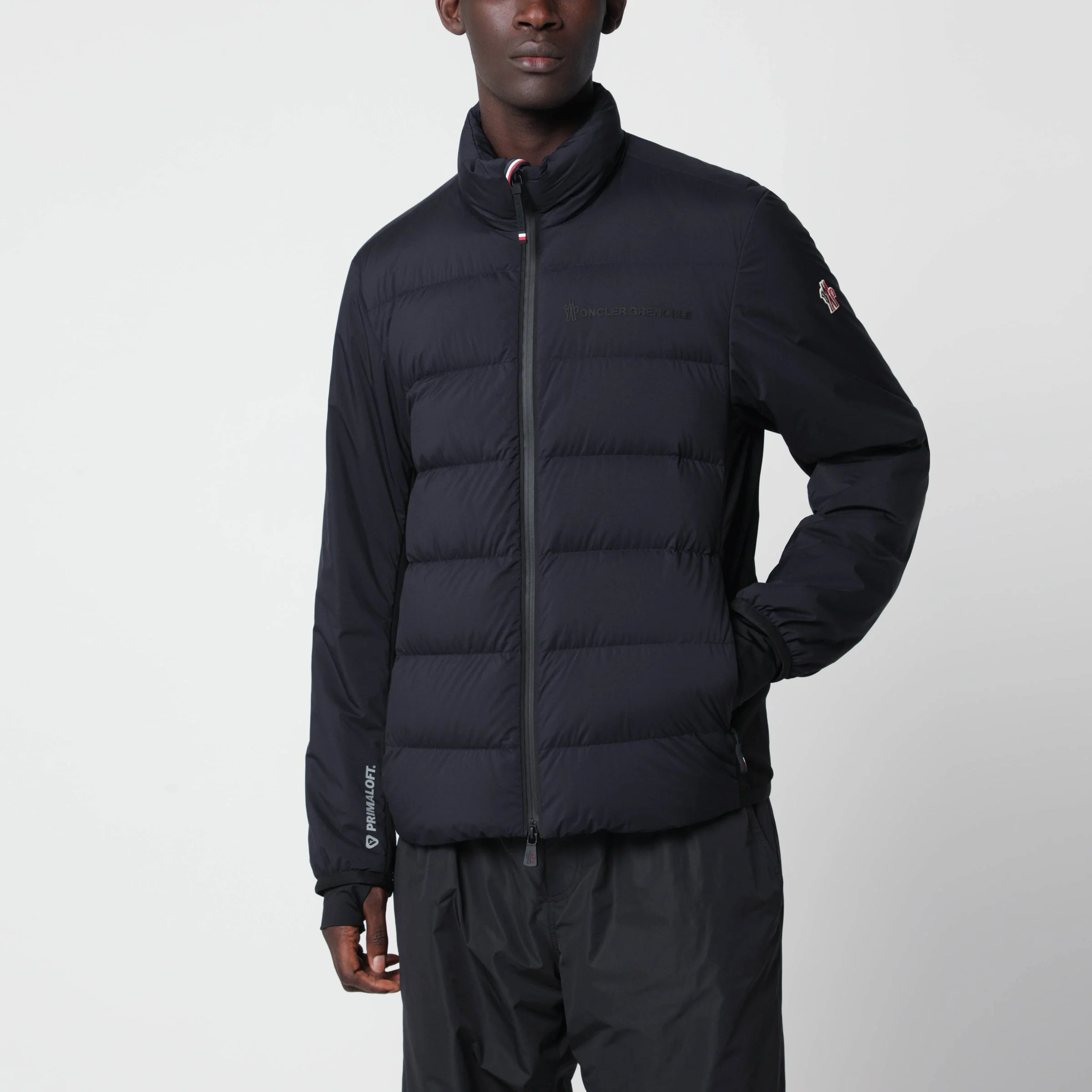 Navy blue zip-up jacket in nylon - 1