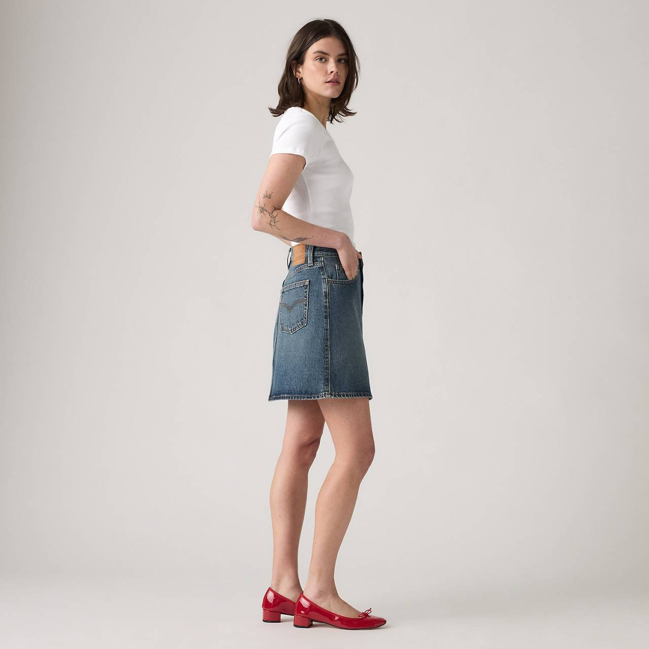 RETRO BUTTON FRONT SKIRT - 6