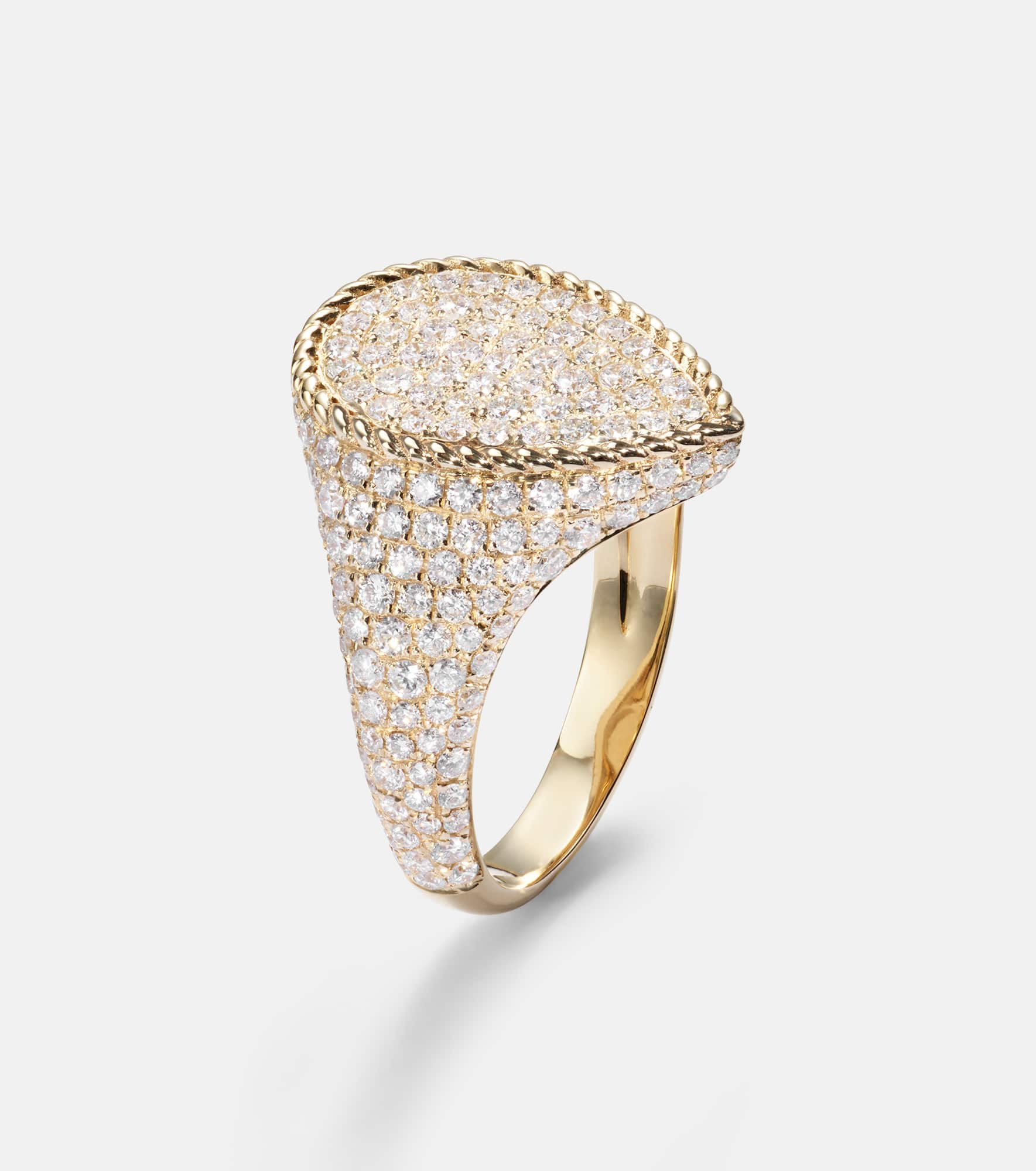 18kt yellow gold pinky ring with diamonds - 4