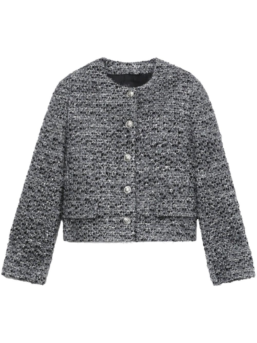 round-neck cropped jacket - 1