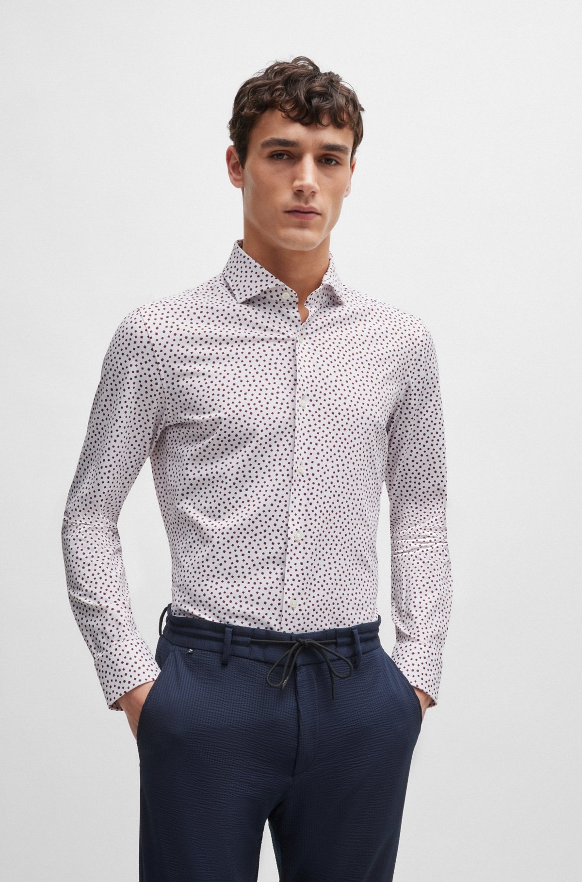 SLIM-FIT SHIRT IN PRINTED PERFORMANCE-STRETCH FABRIC - 2