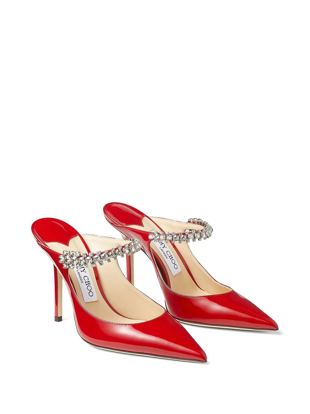 patent leather stiletto pumps with crystal detail - 2