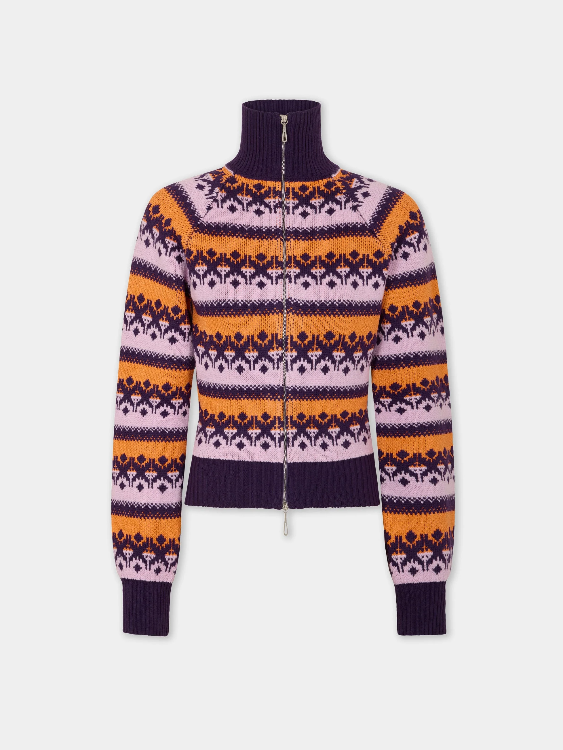 CARDIGAN IN PINK VINTAGE JACQUARD WOOL - 1