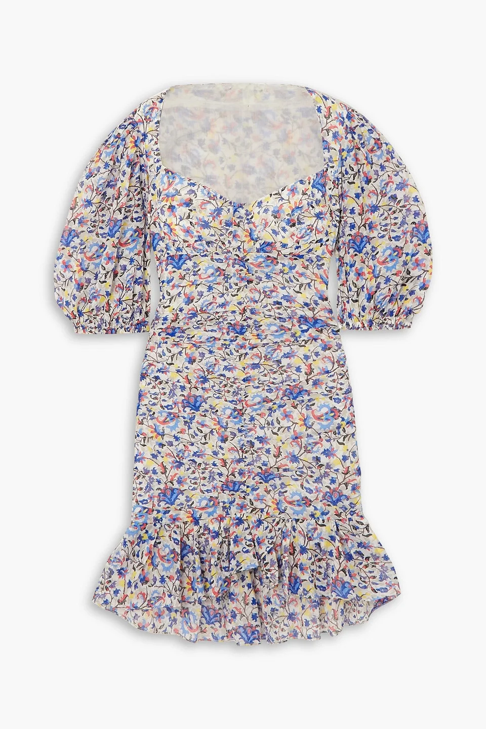 Lunesa ruched printed cotton-voile mini dress - 1