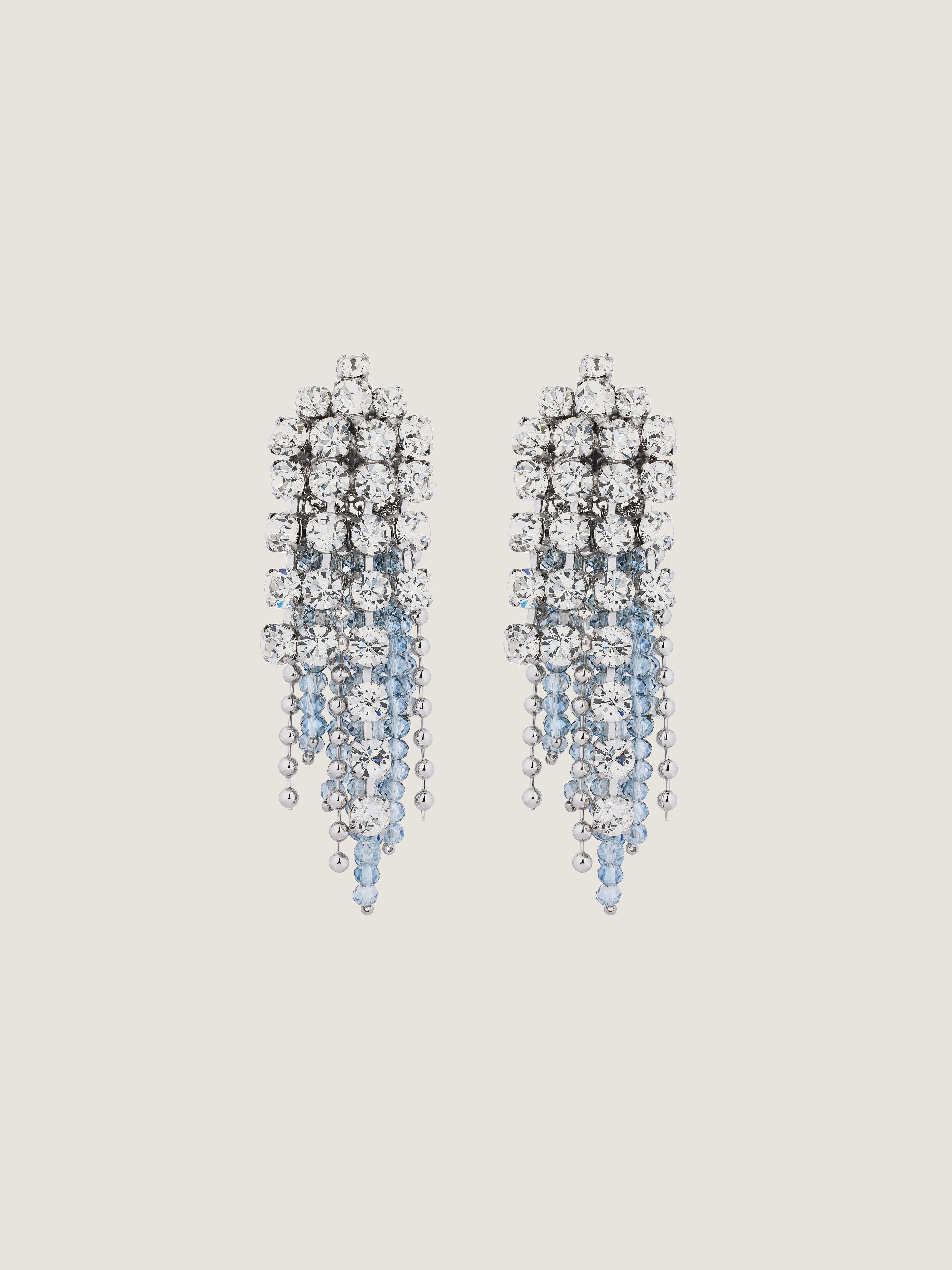 CRYSTAL BOW EARRINGS IN METAL WITH CRYSTALS AND PEARLS - 1