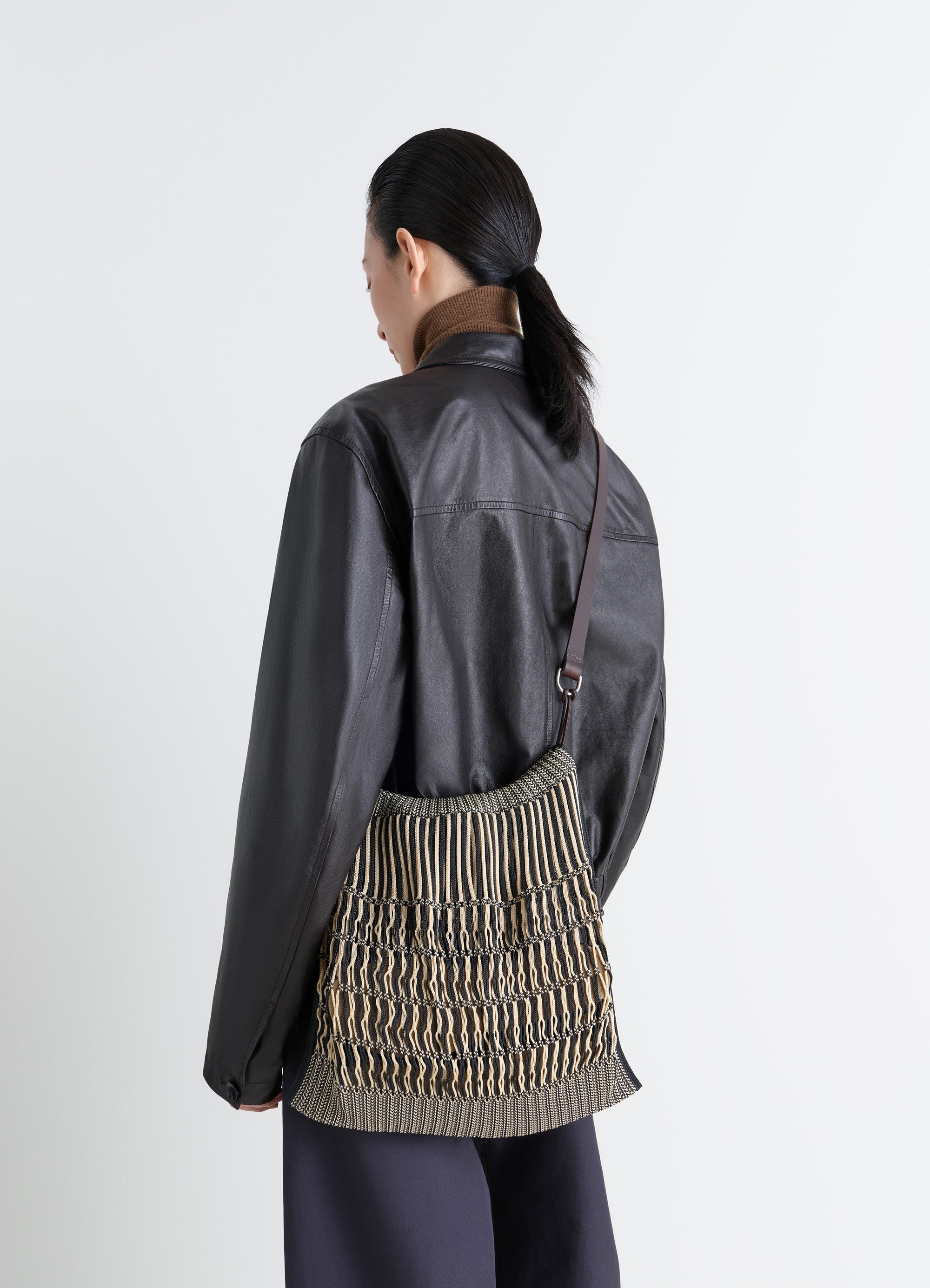 LARGE CROSSBODY FILT NET SHOPPING BAG - 2