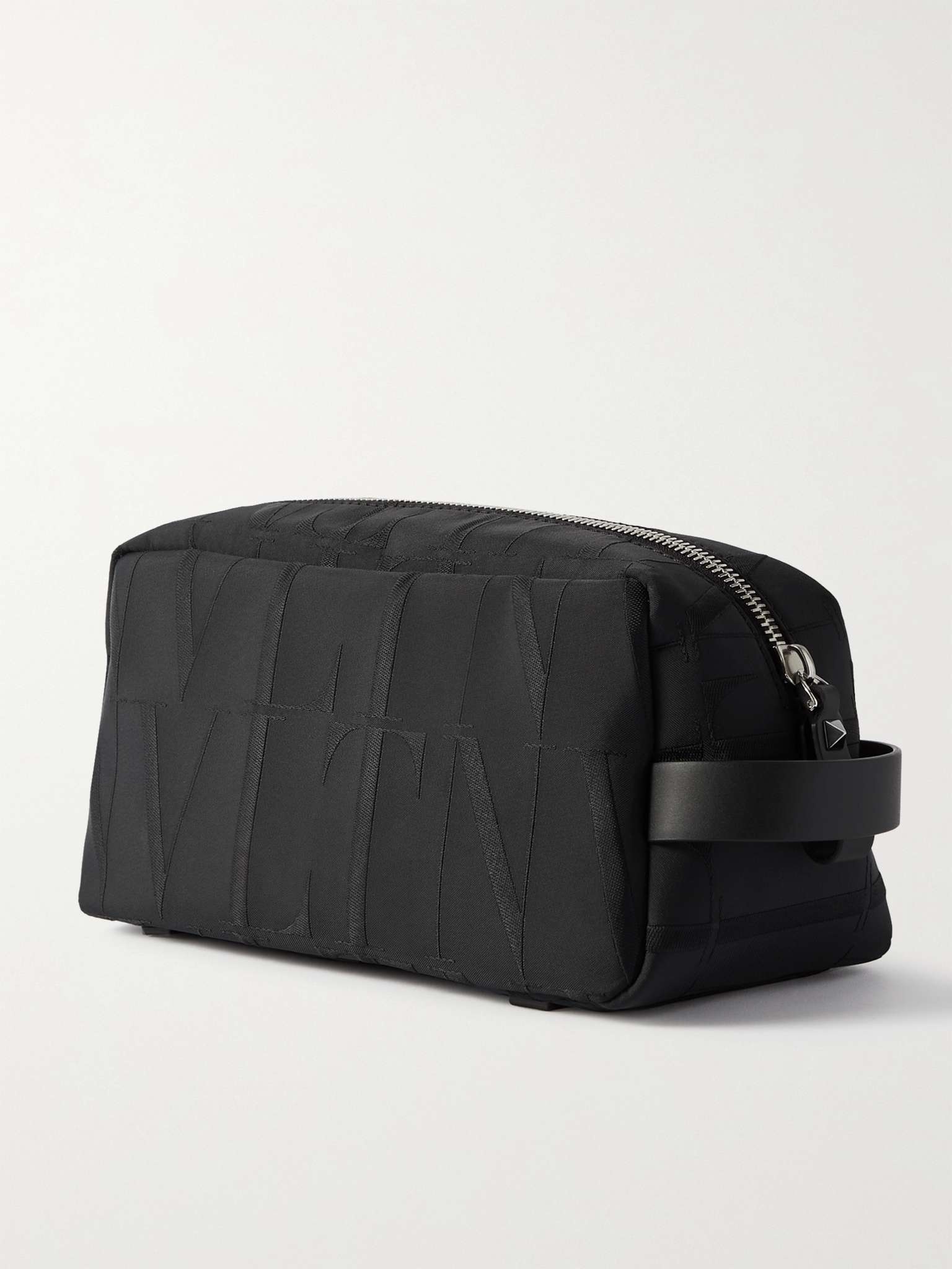 Leather-Trimmed Logo-Jacquard Shell Wash Bag - 3