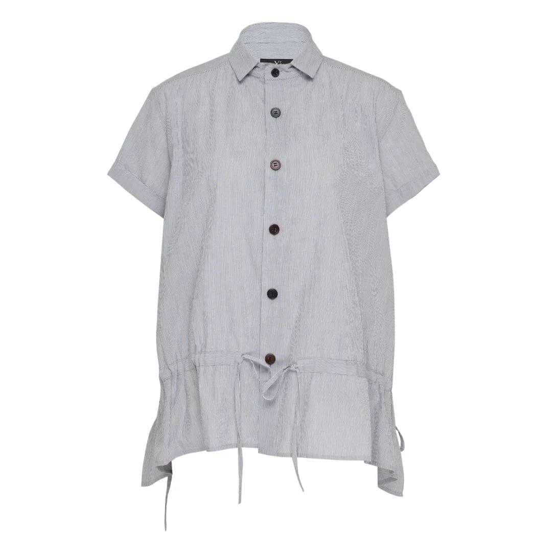 Front Gather Drawstring Blouse - 1