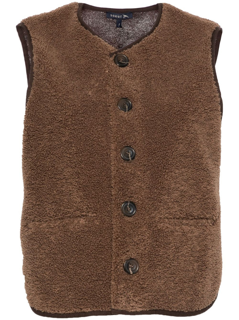 V-neck faux-shearling vest 1