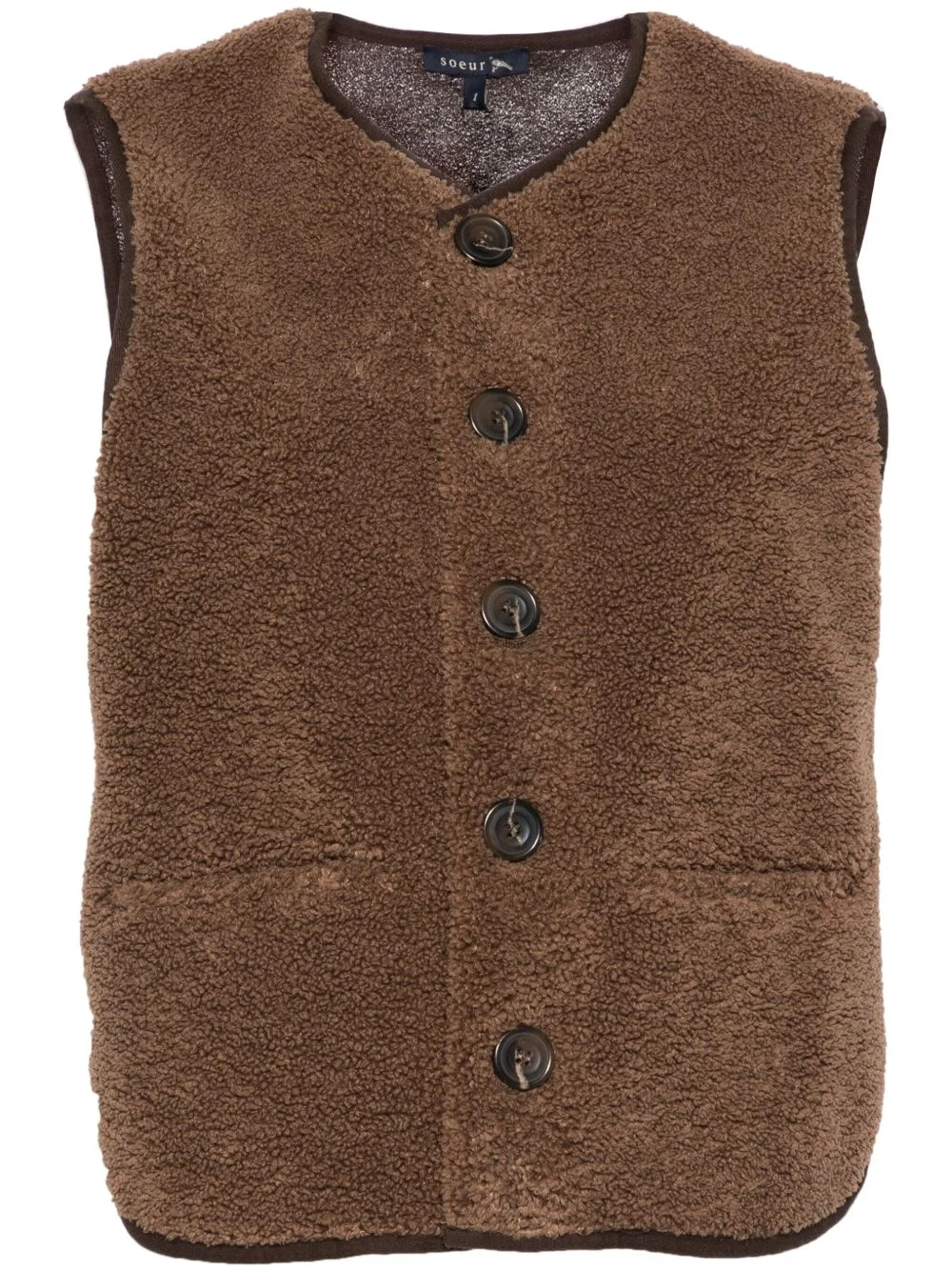 V-neck faux-shearling vest - 1