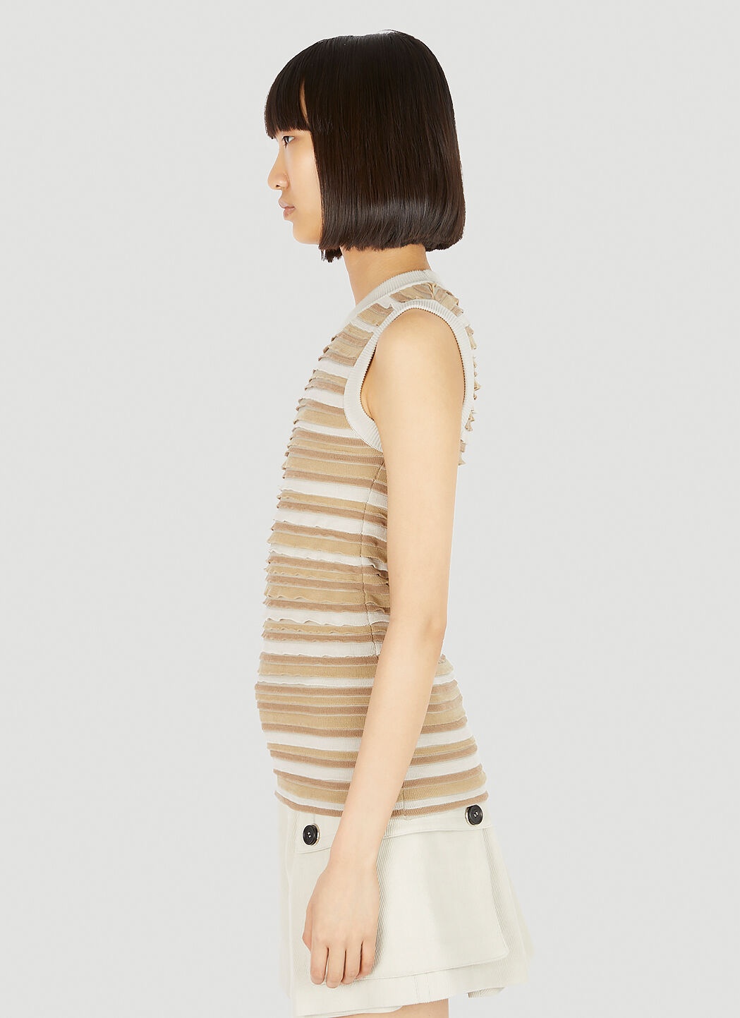 Rouches Cut-Out Knit Tank Top - 3