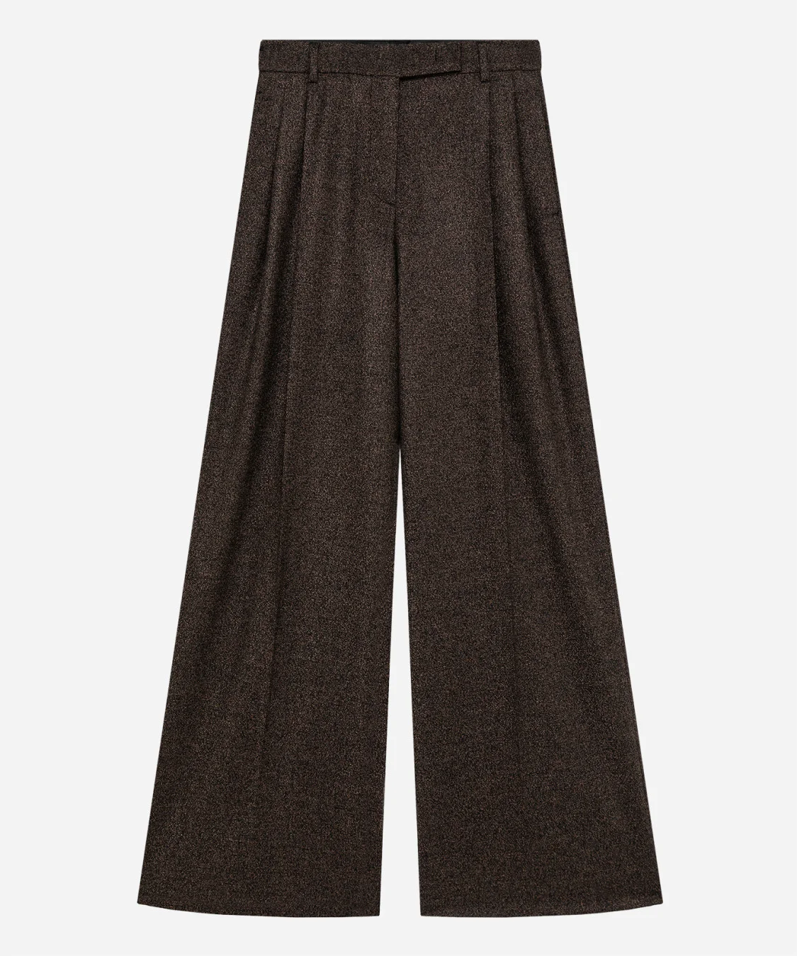 Flared wool blend pants with salt-and-pepper pattern - 1