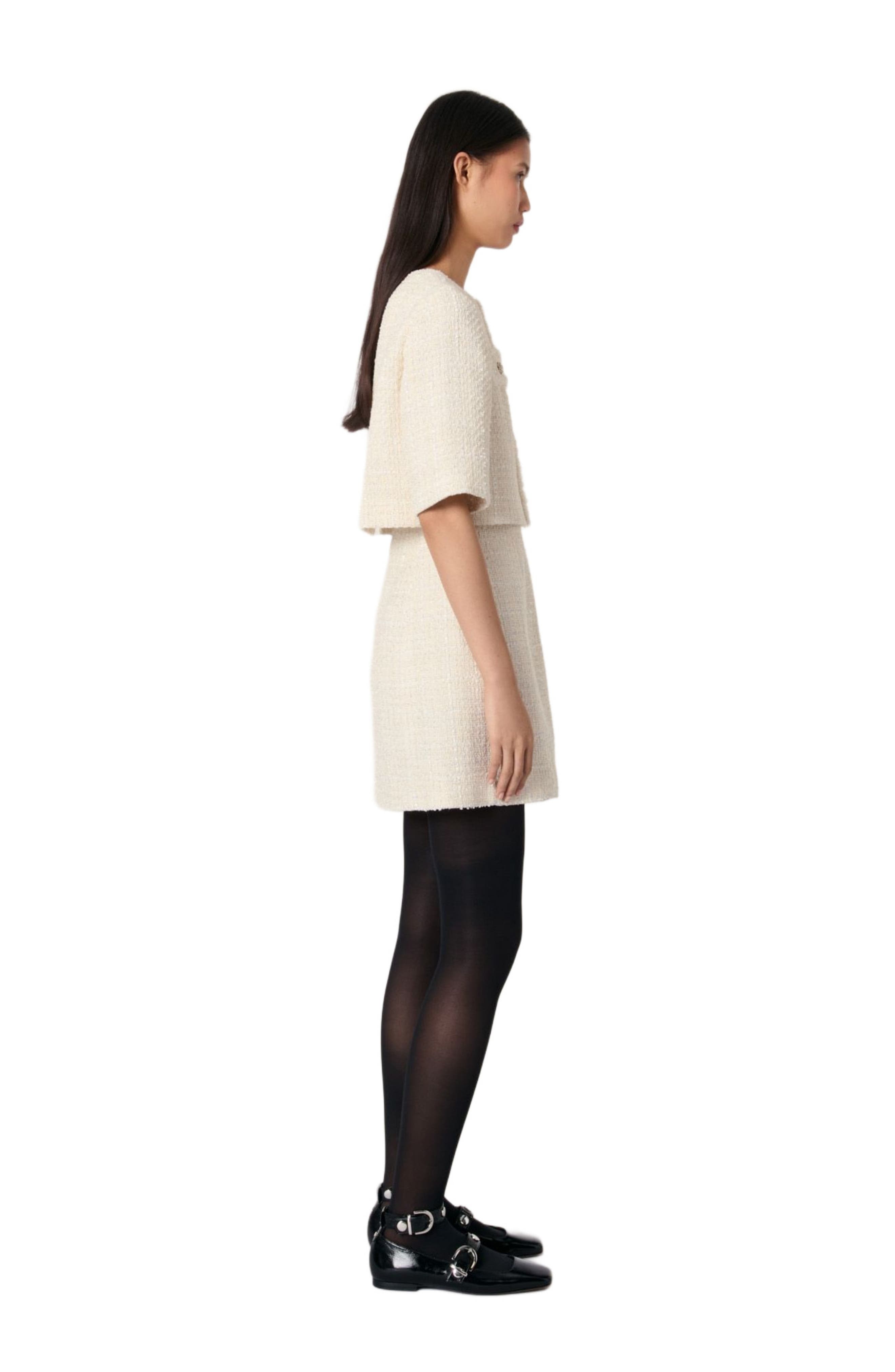 maje Tweed 2-in-1 short dress in Ecru at Nordstrom - 3