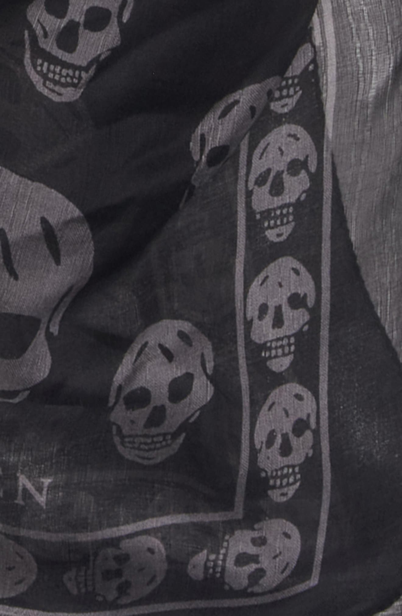 McQueen Skull Print Silk Scarf in Black/Dark Grey at Nordstrom - 5