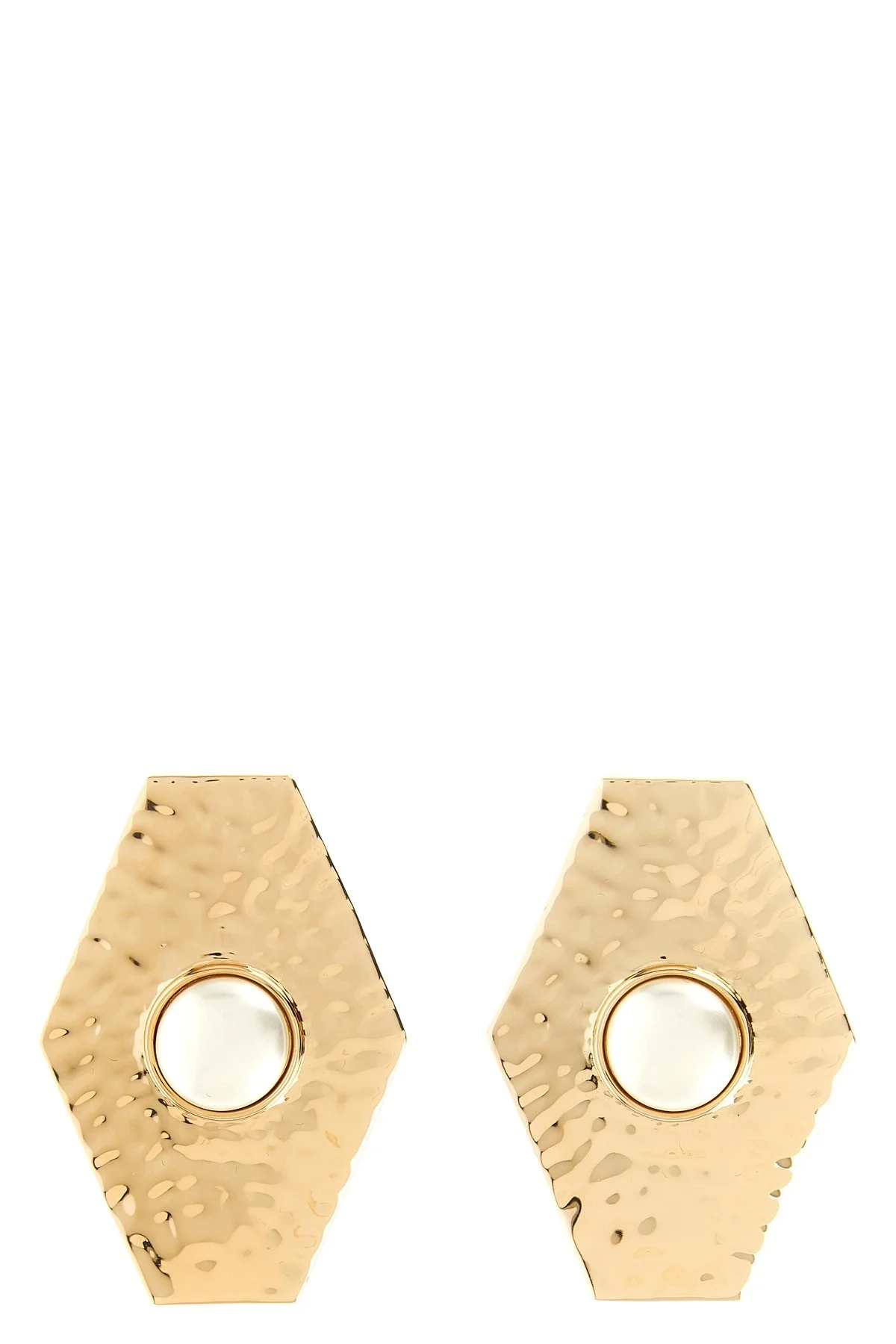 'Large Hammered Gold Pearl' earrings - 1