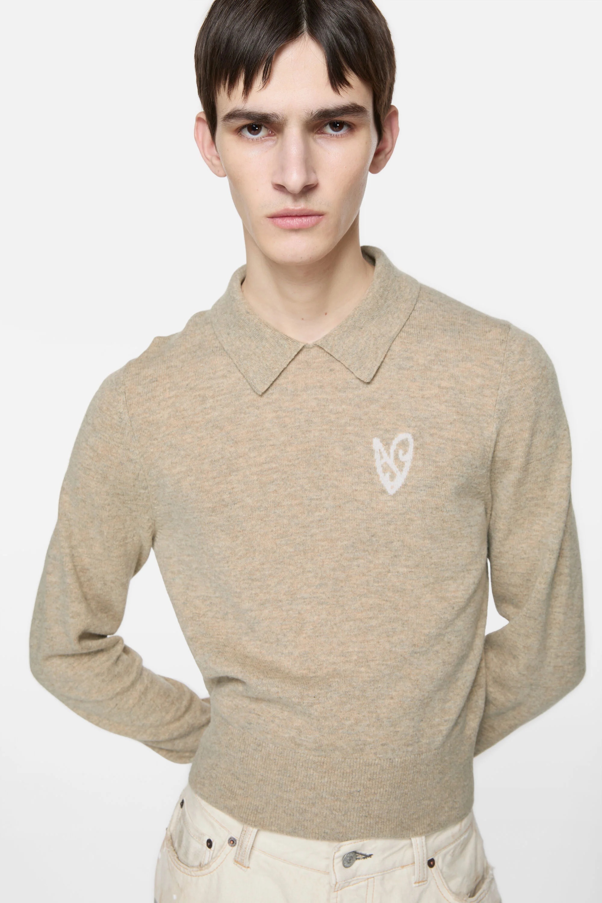 Yak wool polo sweater - Oat beige - 4