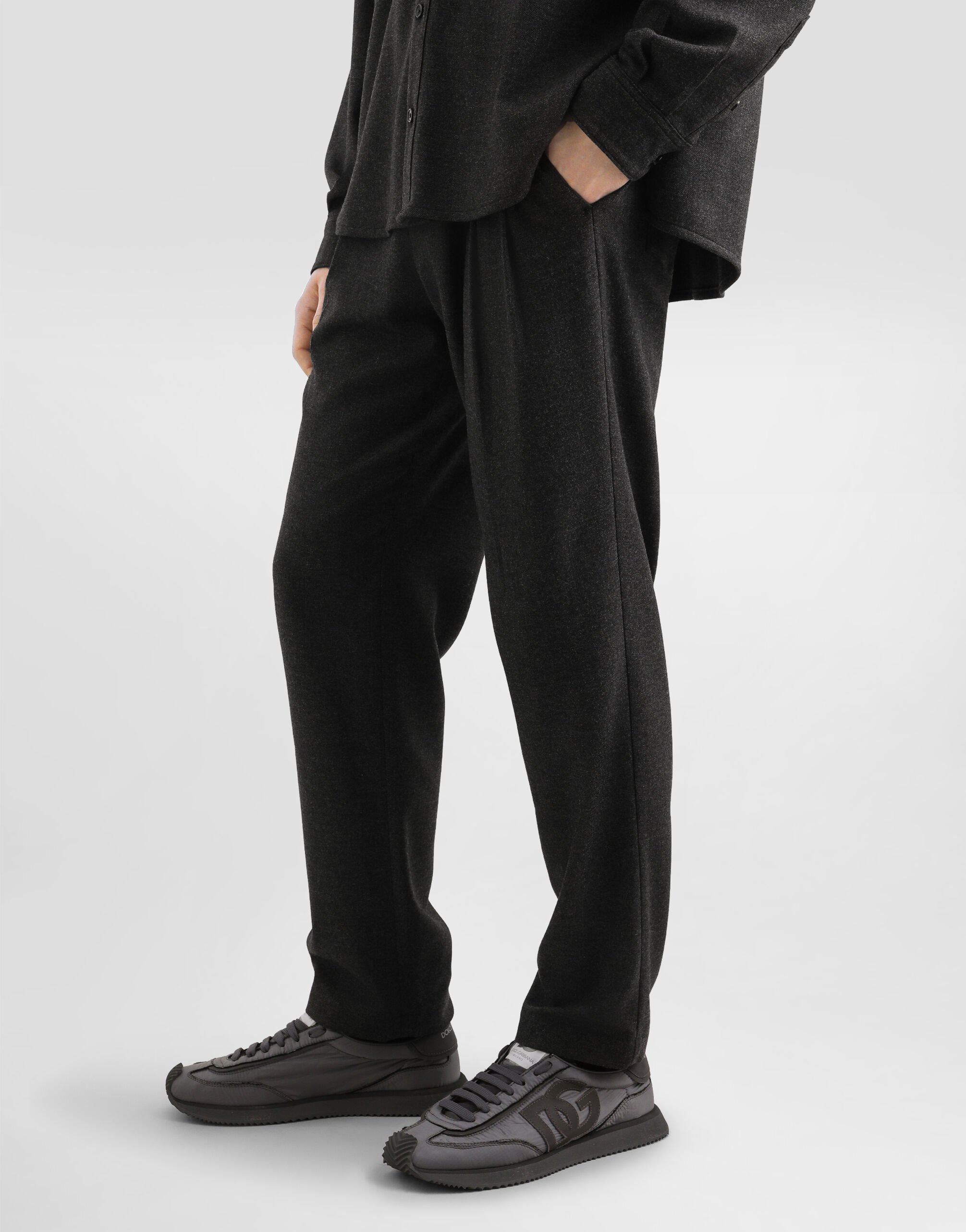 Melange wool mat trousers - 4