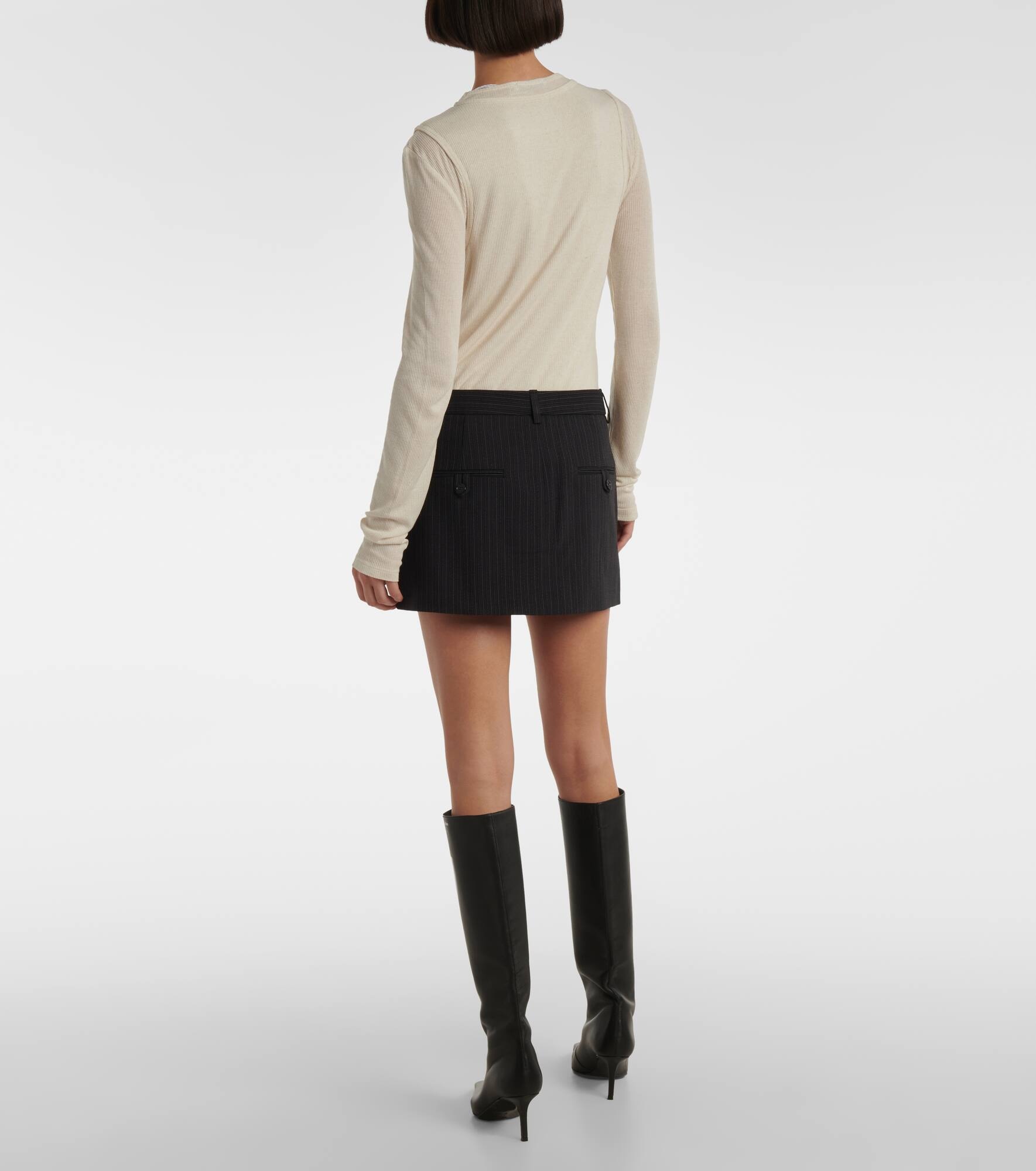 Chalk stripe wool and cotton miniskirt - 3