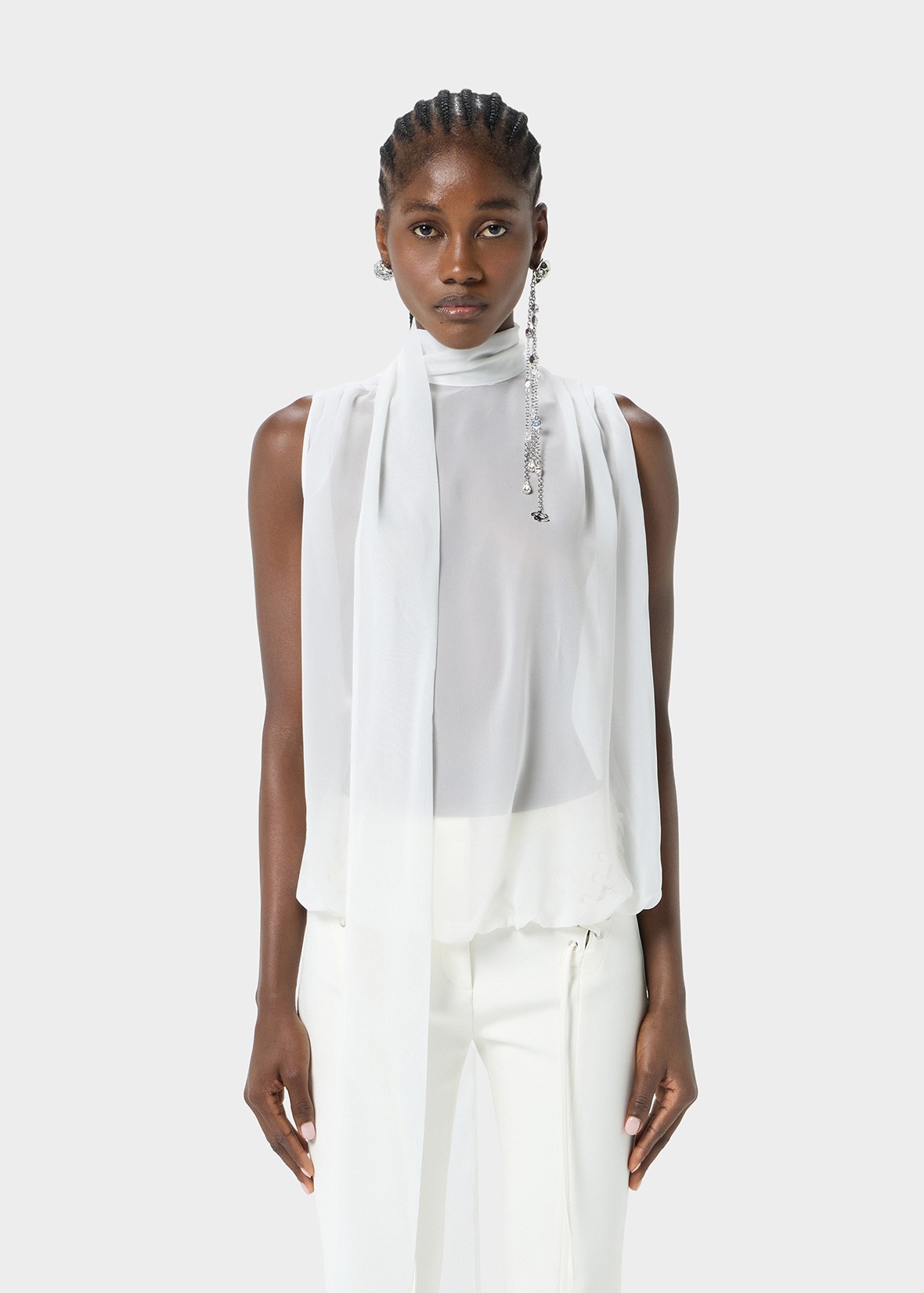GEORGETTE TOP WITH SCARF - 3