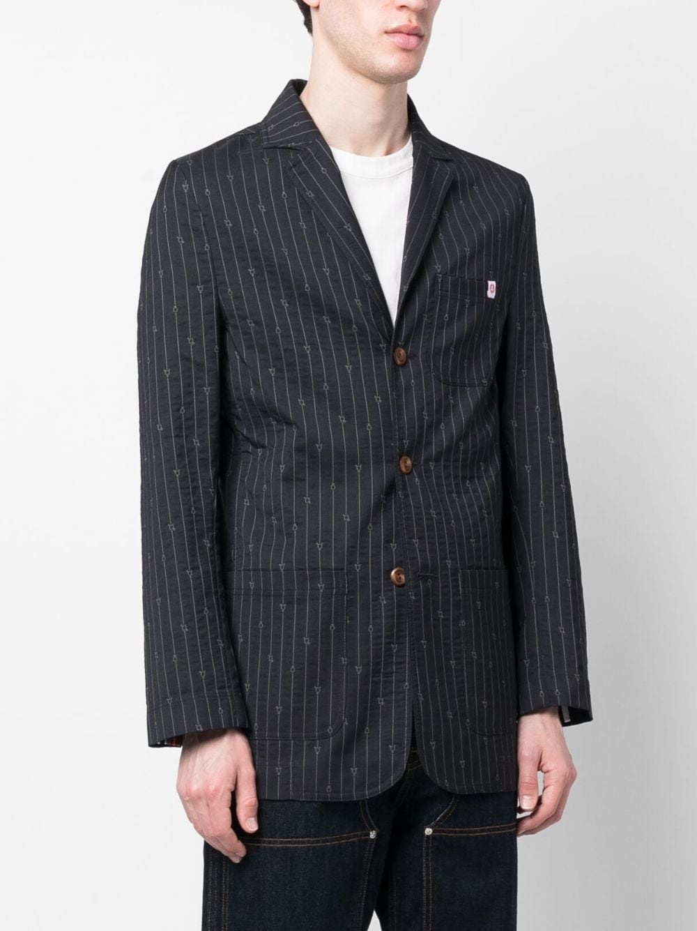 single-breasted pinstripe blazer - 3