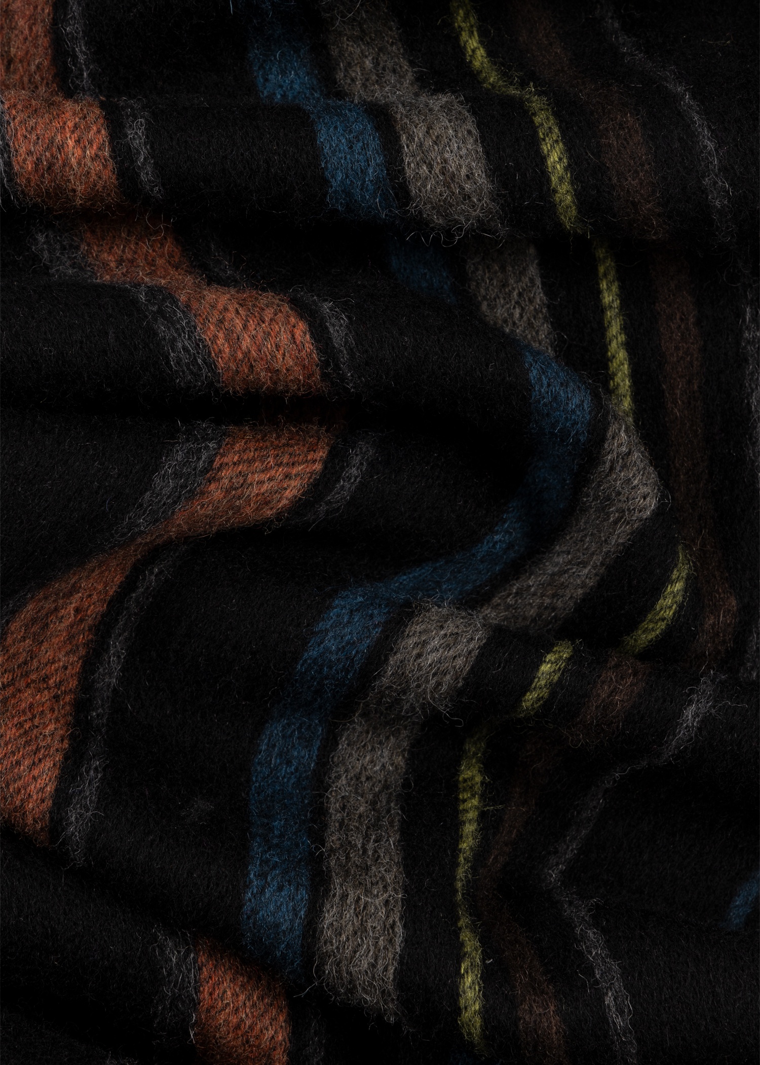 Black Lambswool Stripe Scarf - 4