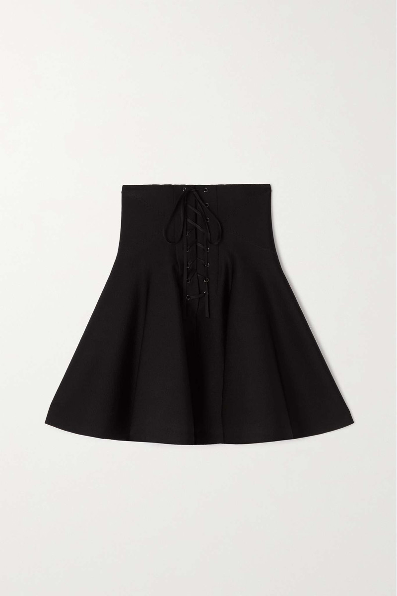 Lace-up knitted mini skirt - 1