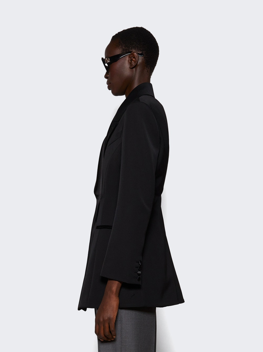 Pleated Back Smoking Jacket Black - 3