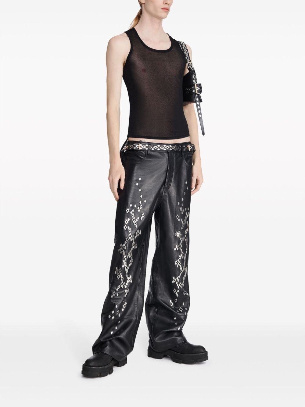 studded leather trousers - 2