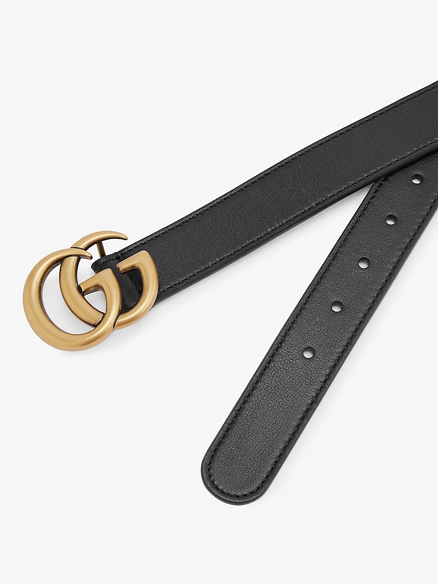 Logo-embellished kids' leather belt - 2