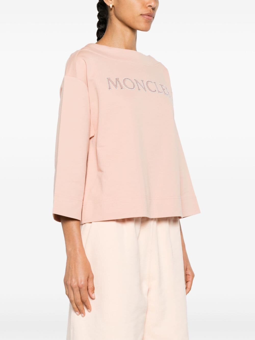 logo-appliquÃ© boat-neck sweatshirt - 3
