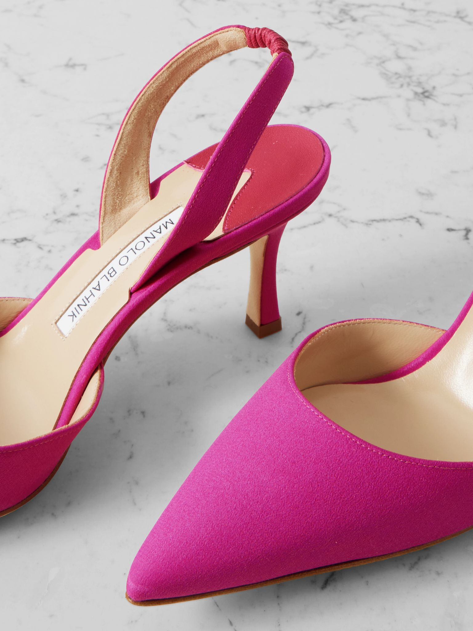 Carolyne 70 silk crepe de chine slingback pumps Fuchsia - 4