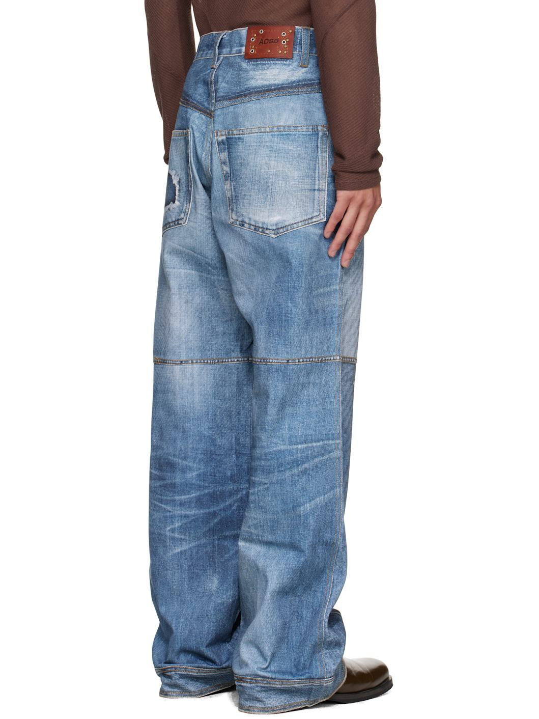 Blue Printed Jeans - 3