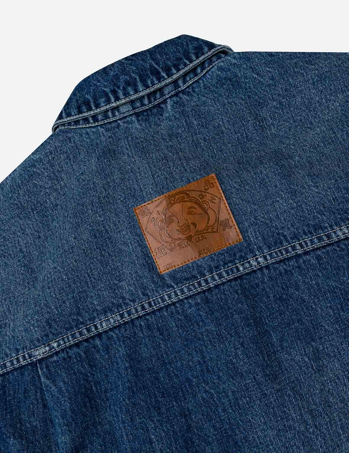Distressed Seagull Print Relax Fit Vintage Washed Denim Jacket - 8