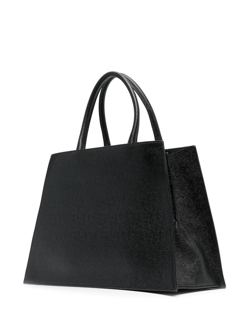 logo print grained leather tote - 3